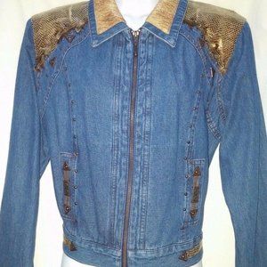 Denim Jacket Boho Embellished Feather Trim